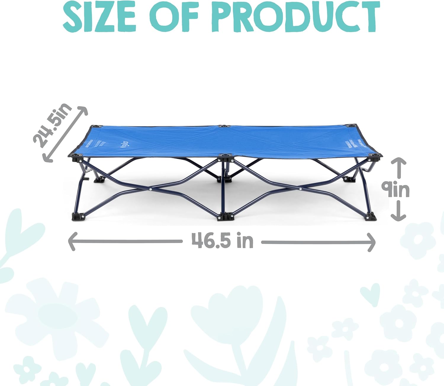 Regalo My Cot® Portable Toddler Bed, Foldable Kids Travel Bed & Camping Cot, Lightweight Sleeping Cot for Toddlers, Indoor/Outdoor, 46.5” x 24.5” x 9”, Royal Blue