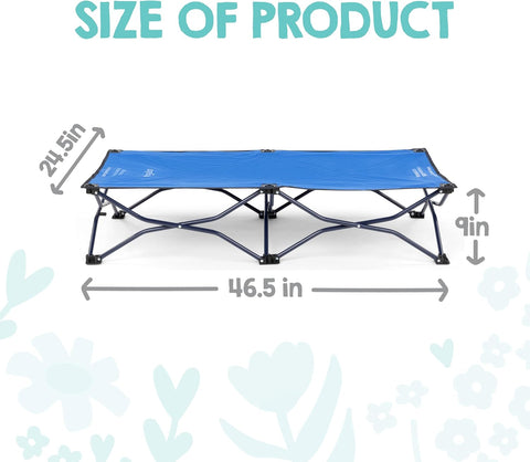 Regalo My Cot® Portable Toddler Bed, Foldable Kids Travel Bed & Camping Cot, Lightweight Sleeping Cot for Toddlers, Indoor/Outdoor, 46.5” x 24.5” x 9”, Royal Blue