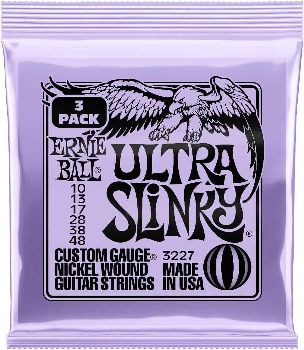 Ernie Ball Ultra Slinky Nickel Wound Electric Guitar Strings 3-pack, 10-48 Gauge (P03227)