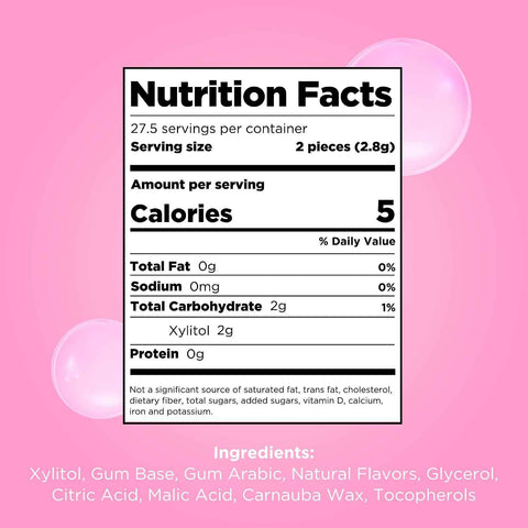 PUR Gum, Bubblegum, Xylitol Gum, No Artificial flavour, 165 Count (3x55)