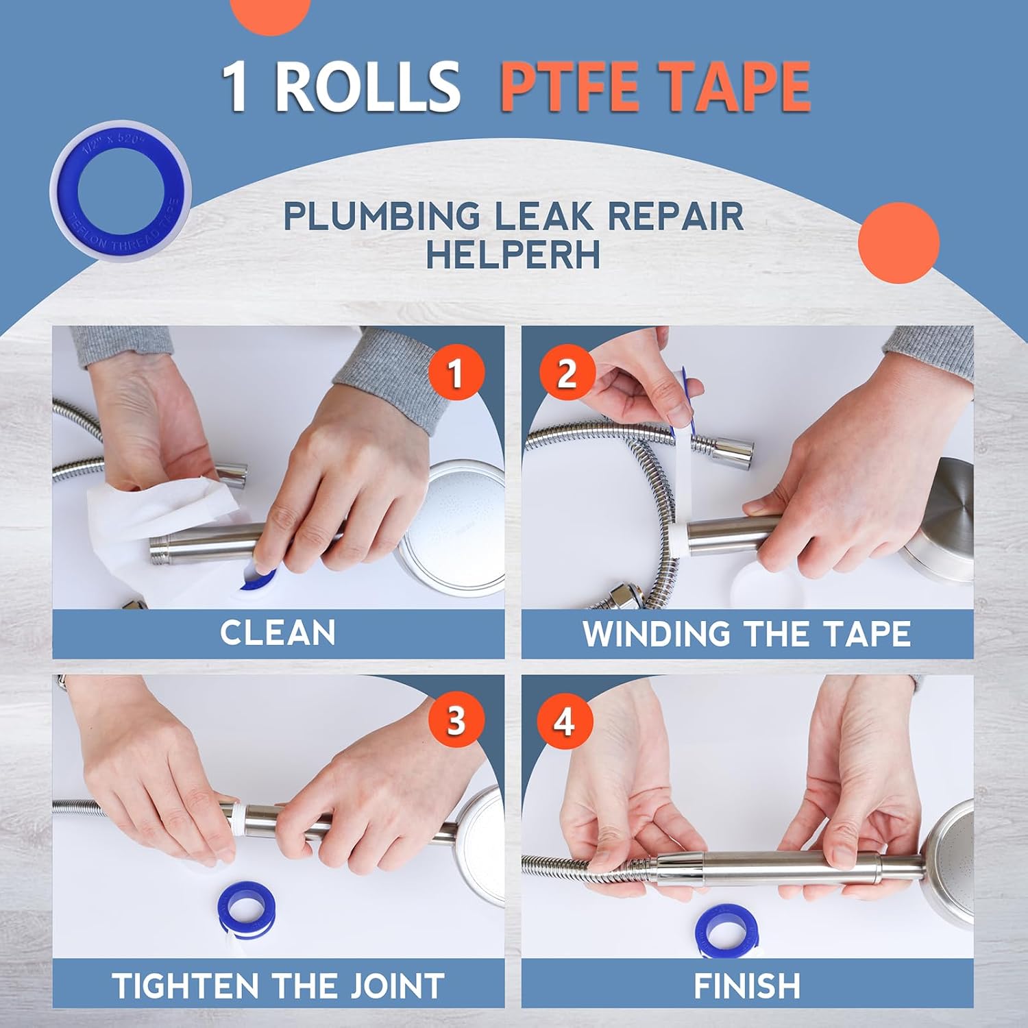 Teflon Tape,PTFE Plumbers Tape,for Sealing,Plumbing,Sealant,Thread Seal for Shower Head,Water Pipe,Prevent Leakage,(1 Roll,1/2 Inch X 520 Inches).