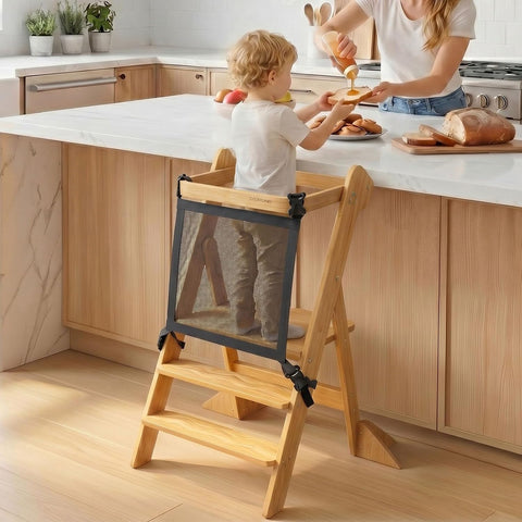 COSYLAND Toddler Tower Standing Foldable Kids Step Stool Kitchen Helper