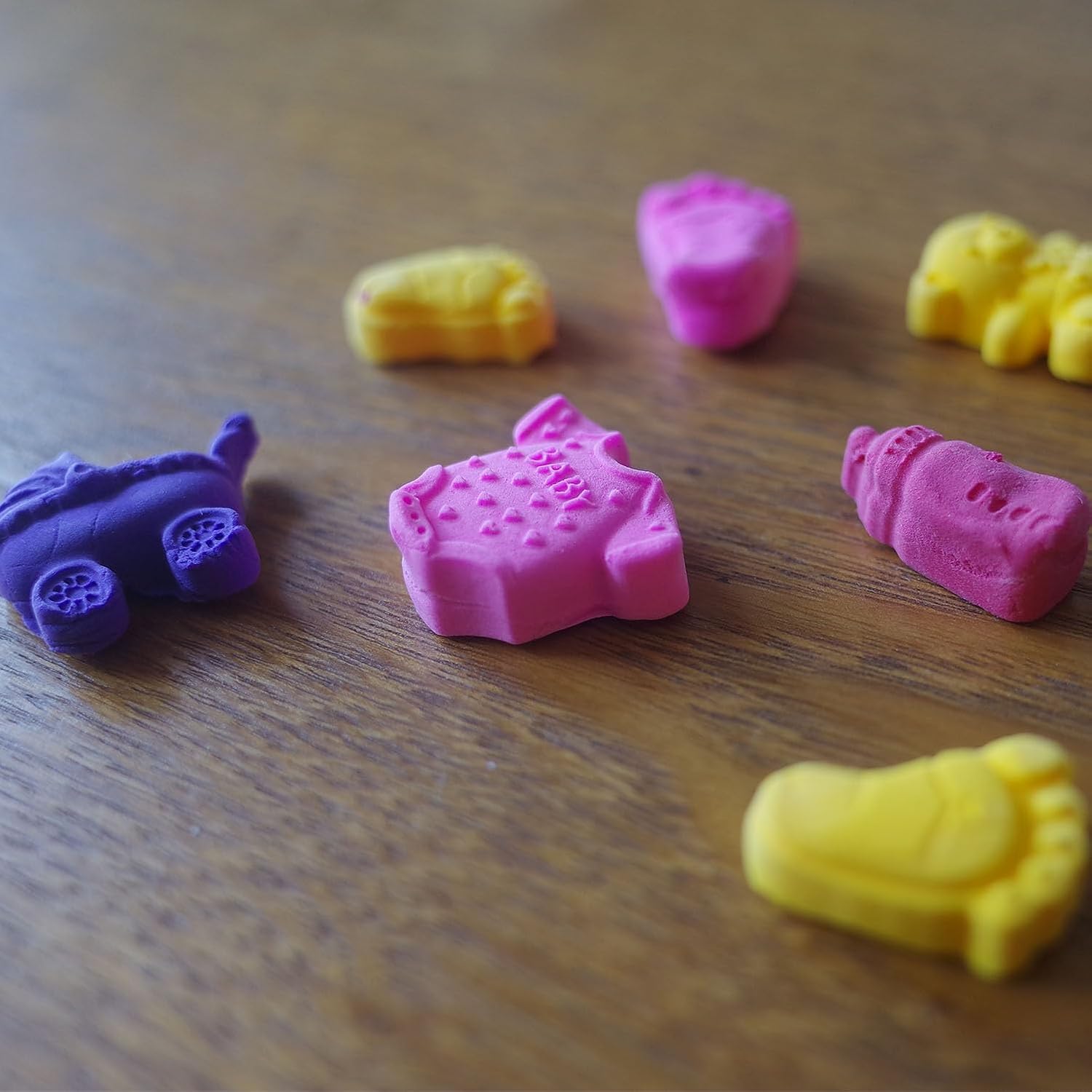 ScivoKaval Baby Shower Silicone Mold with Onesie Pacifier Bottle Baby Footprint Bear Carriage Mold for Chocolate Cake Candy Gummy Cupcake Decoration Party Cupcake Topper