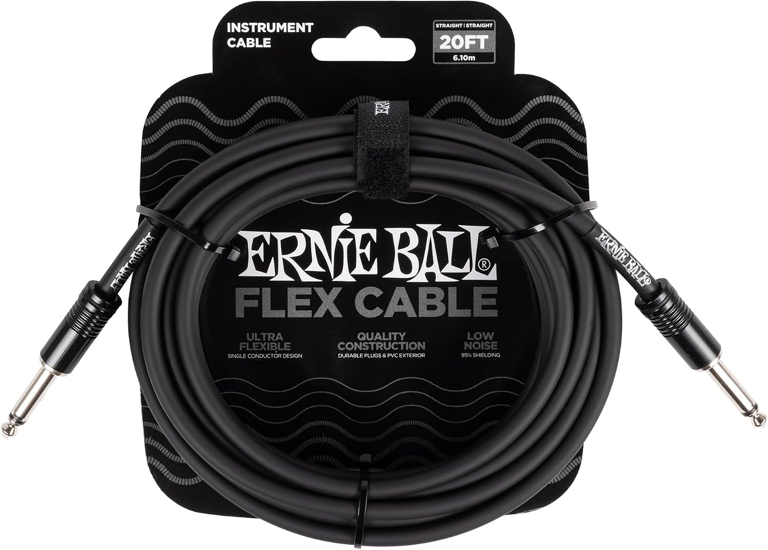 Ernie Ball Flex Instrument Cable Straight/Straight 20ft - Black (P06435)