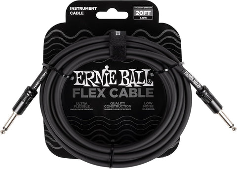 Ernie Ball Flex Instrument Cable Straight/Straight 20ft - Black (P06435)