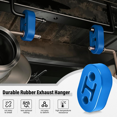 SINGARO Rubber Exhaust Hanger, Muffler Exhaust System, Heavy Insulator Support Bushing Installation, 2 Holes 0.47 Inch, High-Density Tailpipe Damping Hanger (4PCS Blue)
