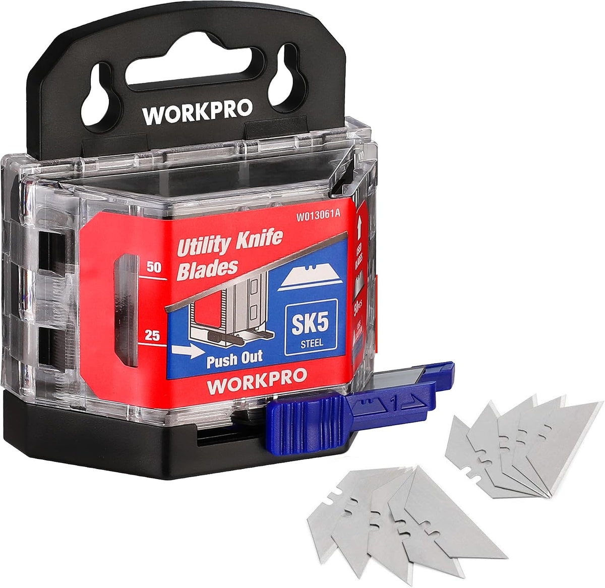 WORKPRO 50-Pack Utility Knife Blades with Dispenser