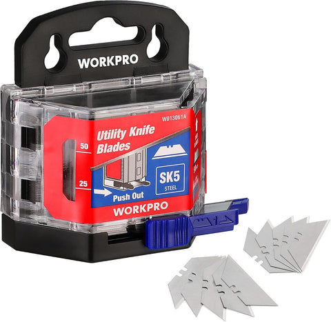 WORKPRO 50-Pack Utility Knife Blades with Dispenser