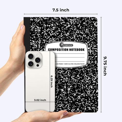 Rosmonde 5 Pack College Ruled Composition Notebooks, Black Marble Notebook