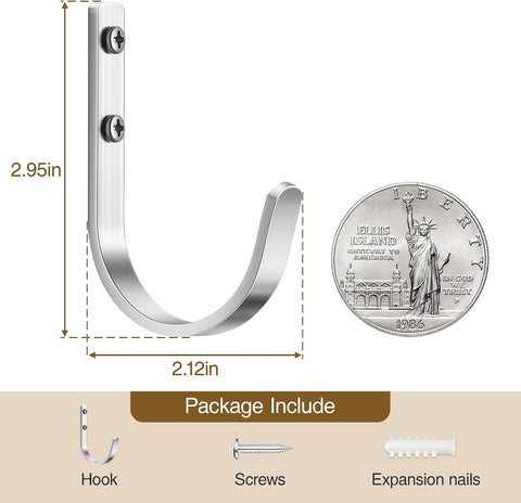 22LB Wall Hooks for Hanging Towel/Coat, Brushed Nickel 5 Pack