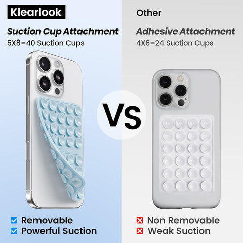Klearlook Silicone Double Sided Suction Cup Phone Case Mount, Baby Blue