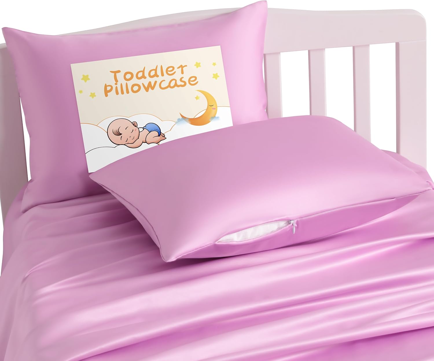 NTBAY Toddler Satin Pillowcases, Set of 2, Zipper, Light Pink