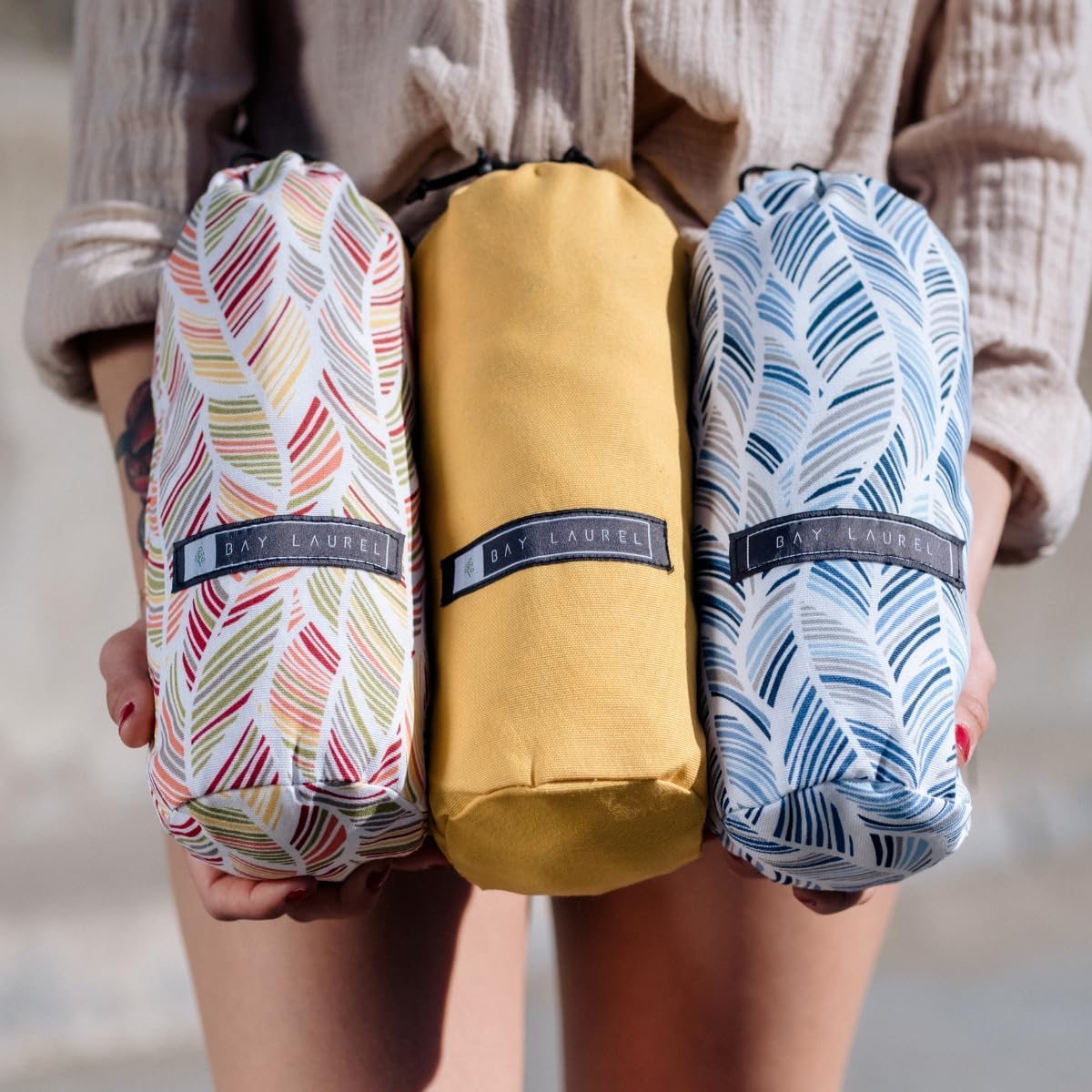 BAY LAUREL Turkish Beach Towel with Travel Bag 39 x 71 Quick Dry Sand Free Lightweight Large Oversized Towels Light - (Aqua with Blue Floral Bag)
