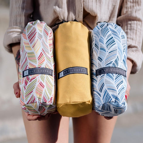 BAY LAUREL Turkish Beach Towel with Travel Bag 39 x 71 Quick Dry Sand Free Lightweight Large Oversized Towels Light - (Aqua with Blue Floral Bag)