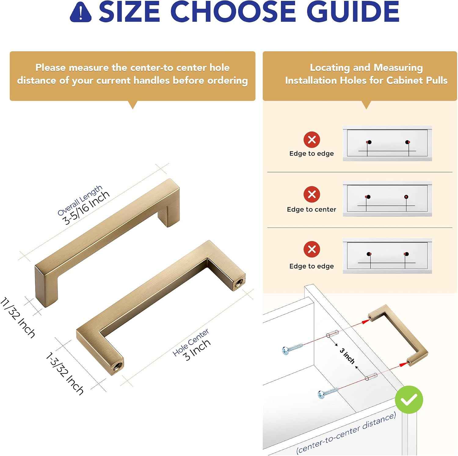 Ravinte Champagne Bronze Cabinet Handles Solid Cabinet Pulls 3 Inch 30 Pack
