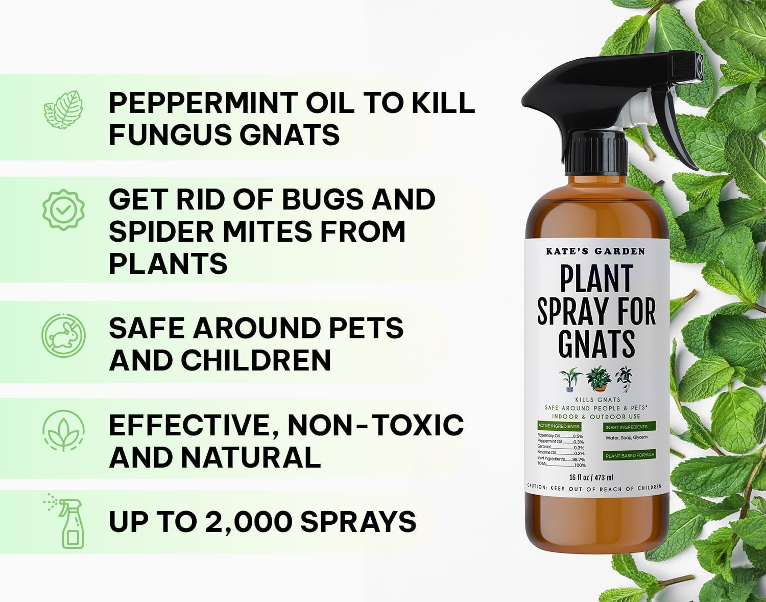 Kate's Garden Plant Spray for Insects & Getting Rid of Gnats (16oz)
