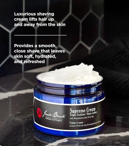 Jack Black Supreme Cream Triple Cushion Shave Lather - Shaving Cream Mens, 9.5Fl Oz