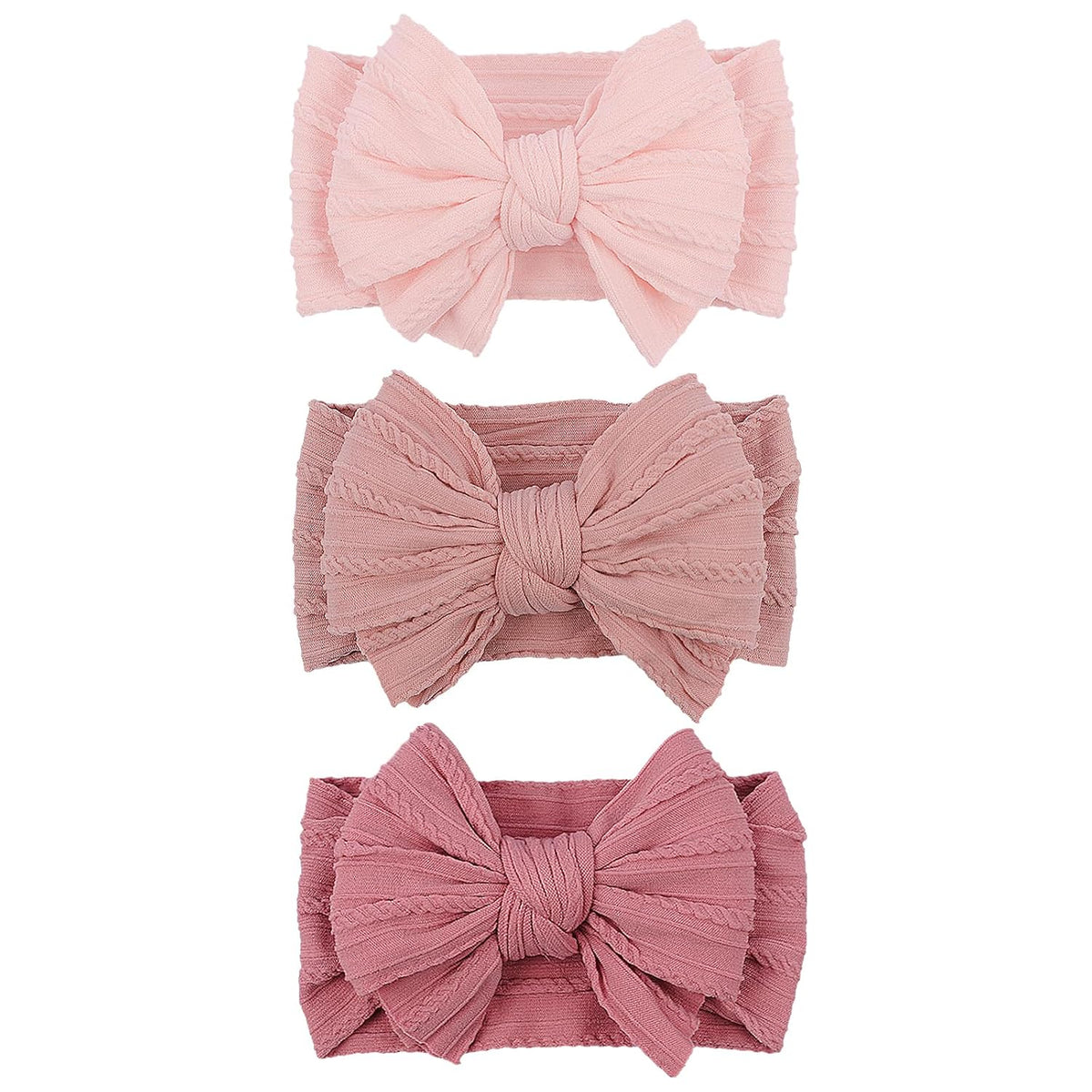 LemonSpace Handmade Nylon Baby Girl Headband Bows for Baby Kid Pink Mix3Pcs