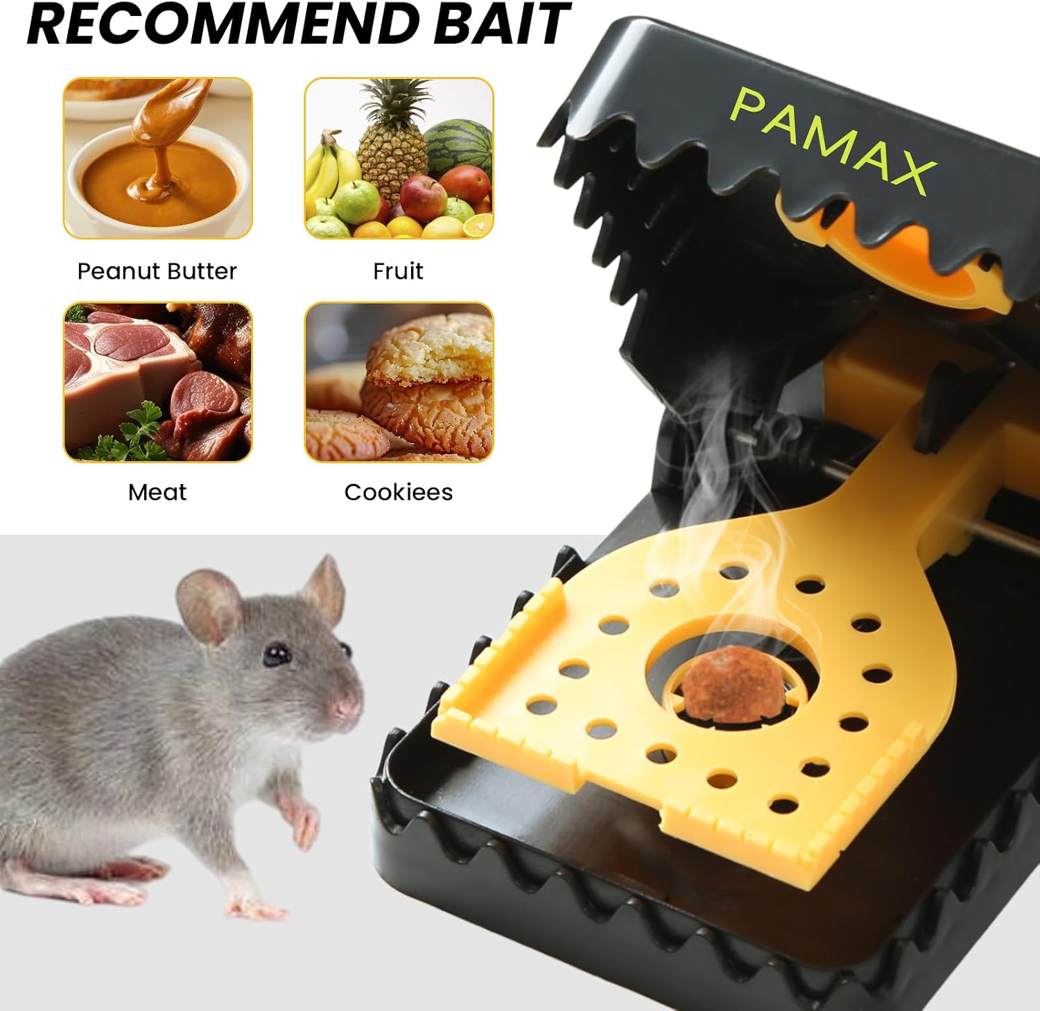 Mouse Traps Indoor for Home, 4-Pack Large Reusable Humane Snap Traps