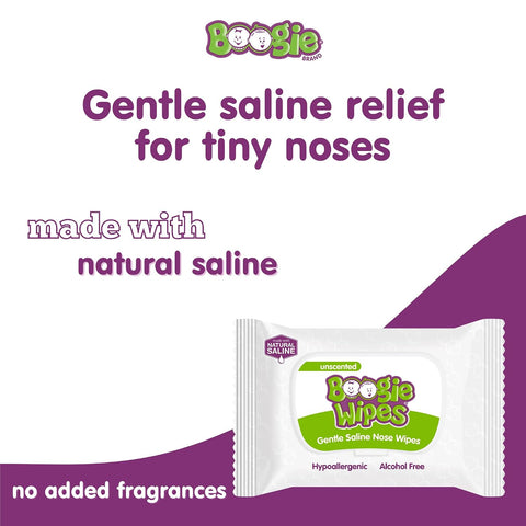 Boogie Gentle Saline Nose Wipes Unscented - 90 Count