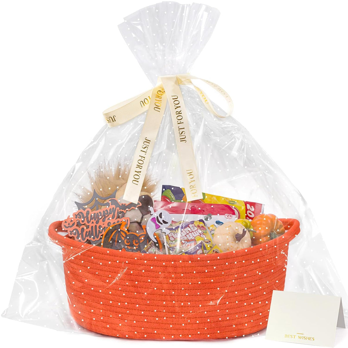 CHICVITA Halloween Basket for Gifts, Boo Basket for Gift Empty,Orange