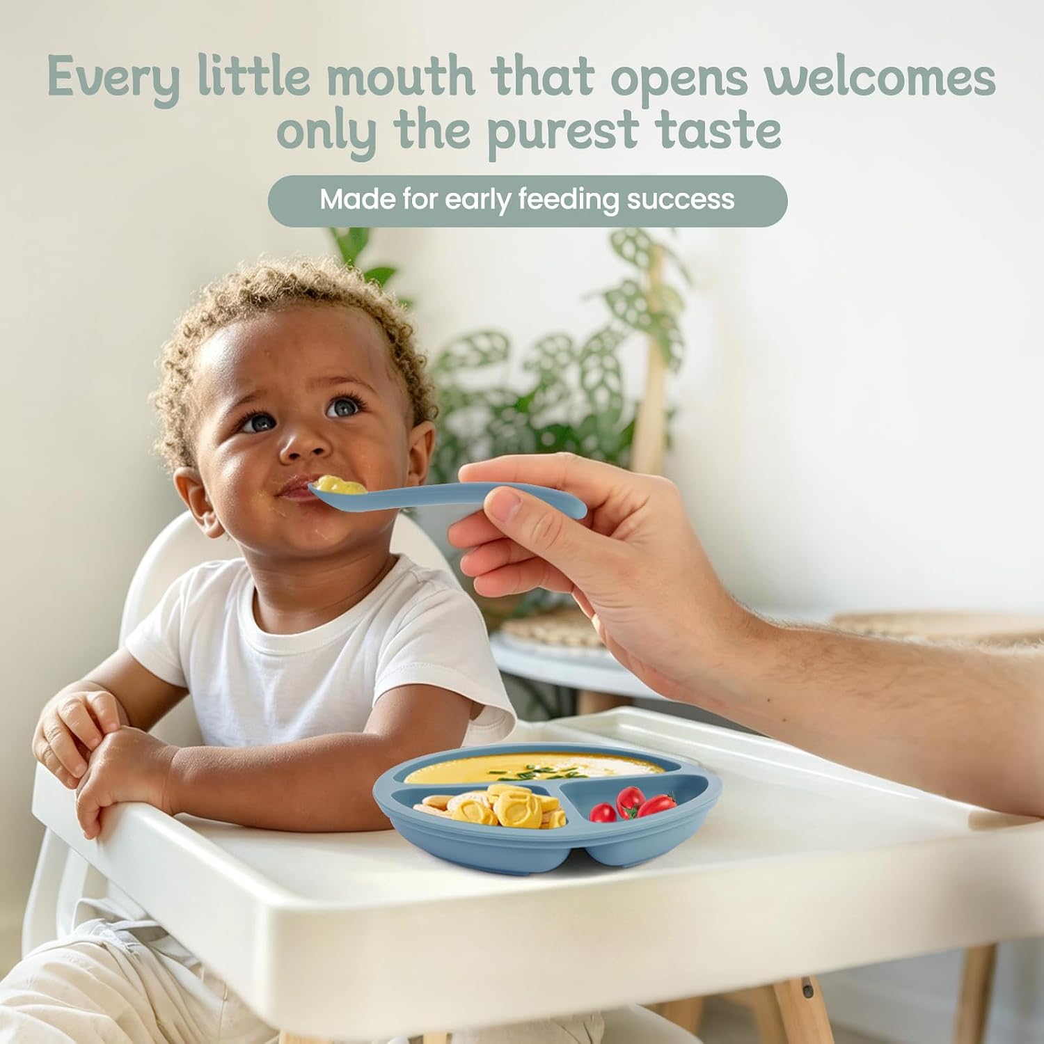 Eascrozn 6 Pack Silicone Baby Spoons Self Feeding 6 Months+, BPA Free