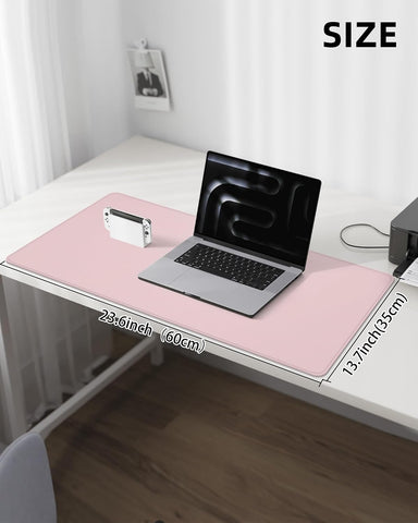 AFIING Desk Pad Protector 23.6" x 13.7" - Non-Slip Waterproof PU Leather Desk Mat for Mouse, Keyboard, Laptop, Office and Home Workspace (Light Pink)