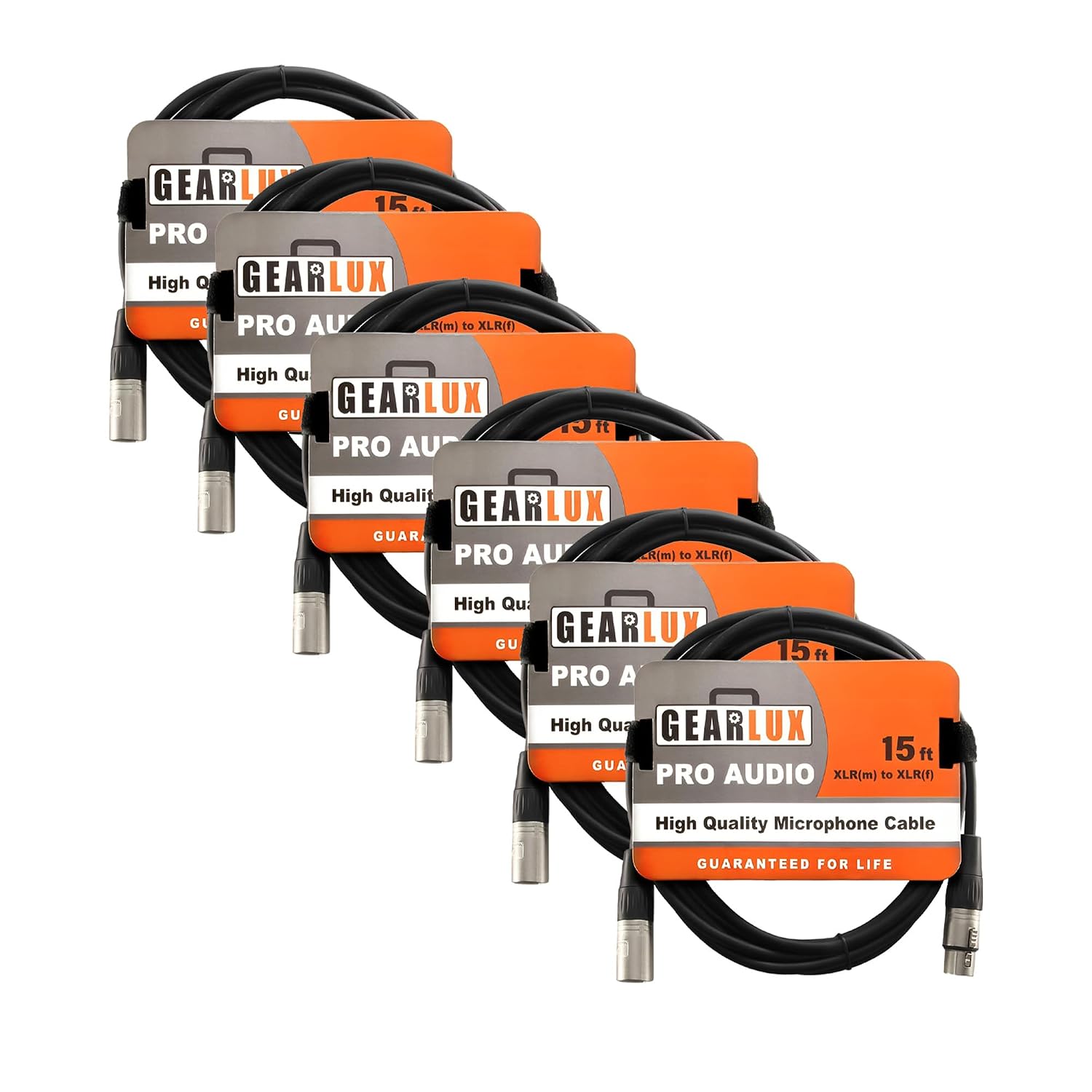 Gearlux XLR Microphone Cable, Fully Balanced, Male to Female, 25 Feet - Single Pack