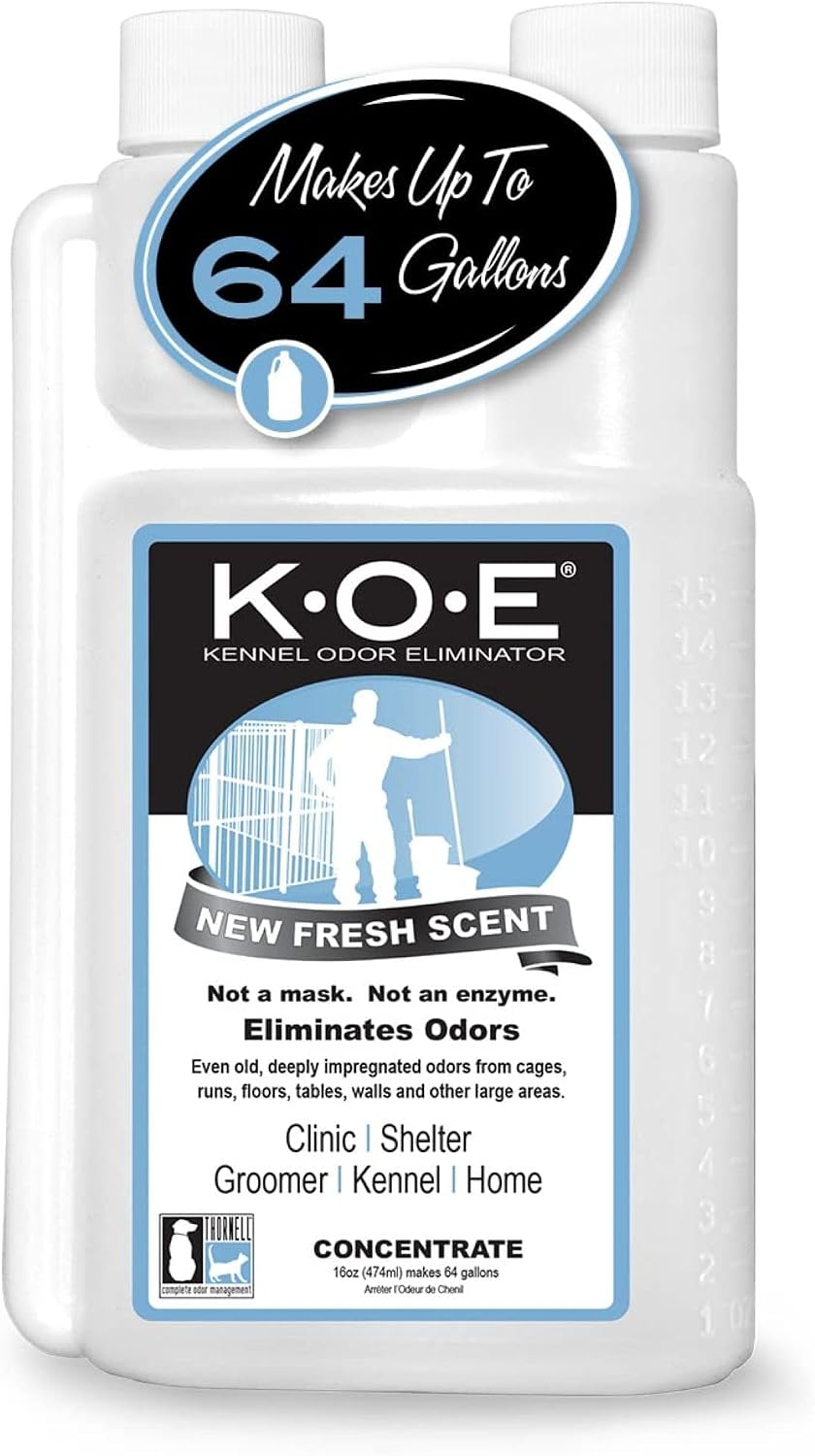 Odorcide K.O.E Kennel Odor Eliminator Concentrate, Fresh Scent, 16 oz - Non-Enzymatic Formula for Cages, Runs, Home and Kennel Use