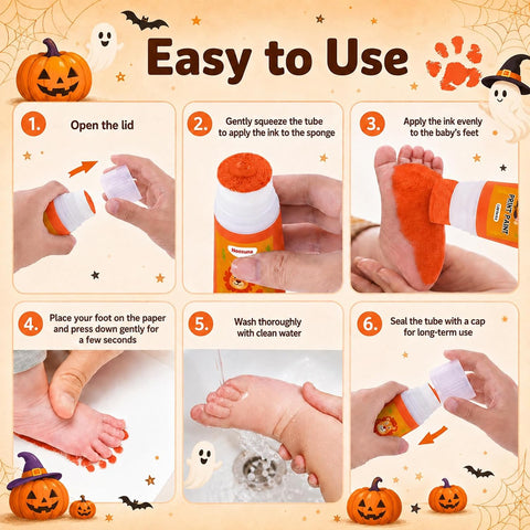 Baby Hand and Footprint Paint with Sponge Head, 1.69 fl oz, Orange