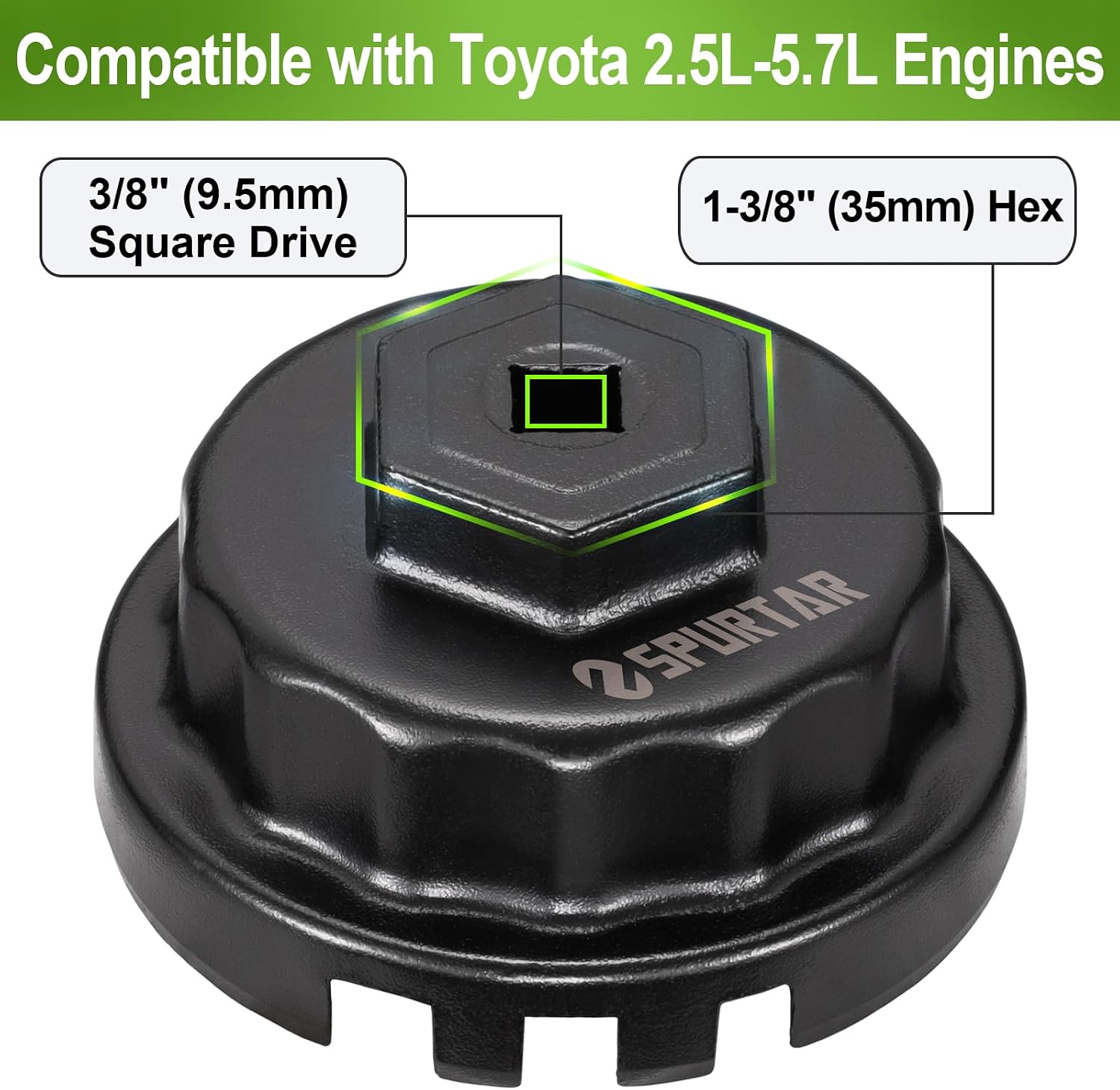 Spurtar Oil Filter Wrench for Toyota Oil Filter Removal Tool 64mm 4 Slots