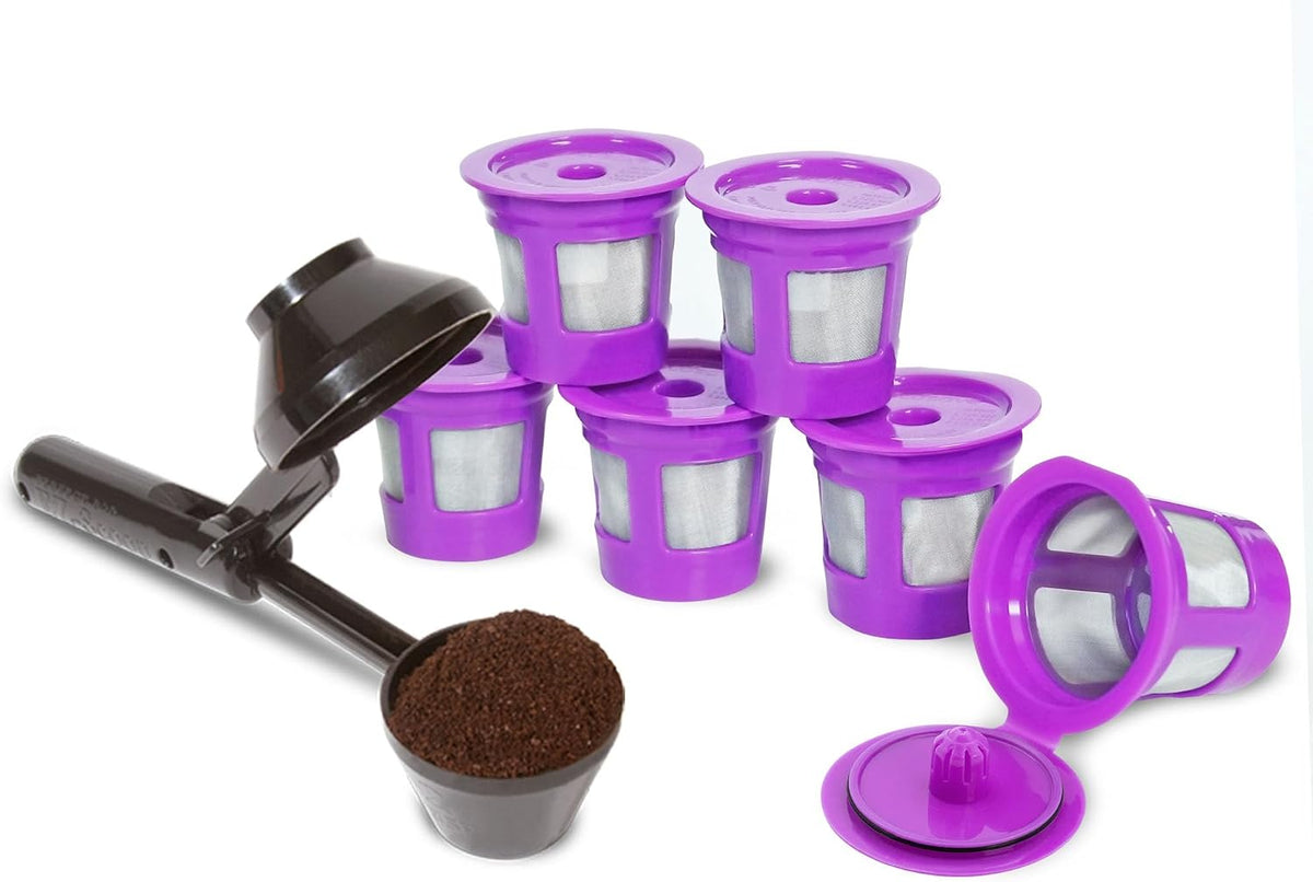 Perfect Pod Café Save Reusable Coffee Pod Filter Cups and EZ-Scoop, 6 Pack