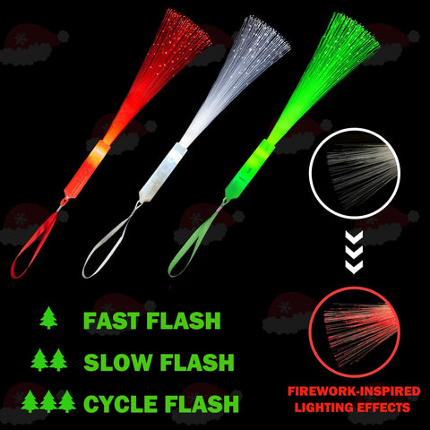 Christmas Light Up Fiber Optic Wand Party Favors Supplies for Kids-12 Pack