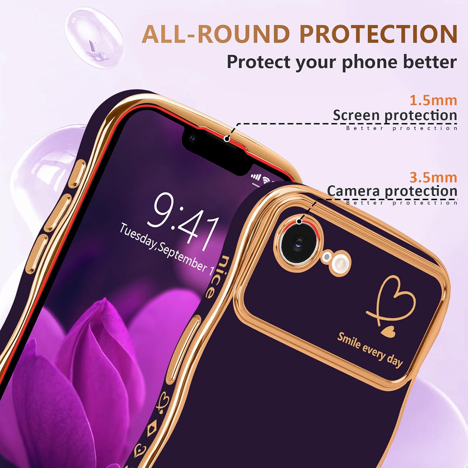 LCHULLE for iPhone 17e/16e Case Cute for Women Girls Wave Shape,Dark Purple
