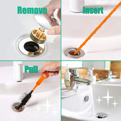 Drain Snake Hair Drain Clog Remover - 3 Pack Shower Sink Unclogger Tool