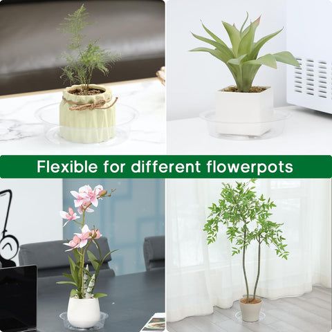 JERIA 40 Pack Clear Plant Saucers（6/8/10/12 Inch）,Plastic Flower Pot Trays,Round Durable Plant Drip Trays for Indoor and Outdoor