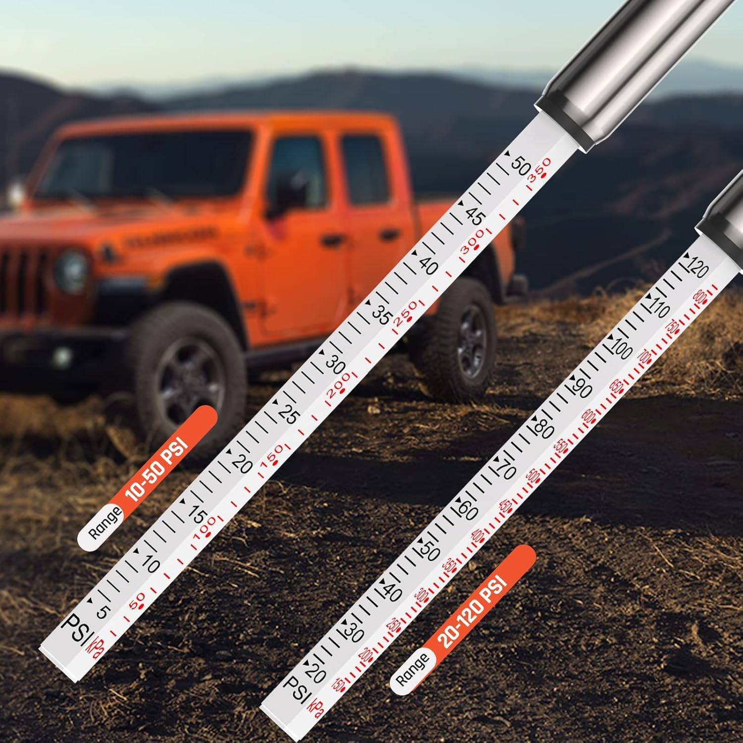 ETENWOLF Pencil Tire Pressure Gauge 6 Pack (10-50PSI, 20-120PSI)