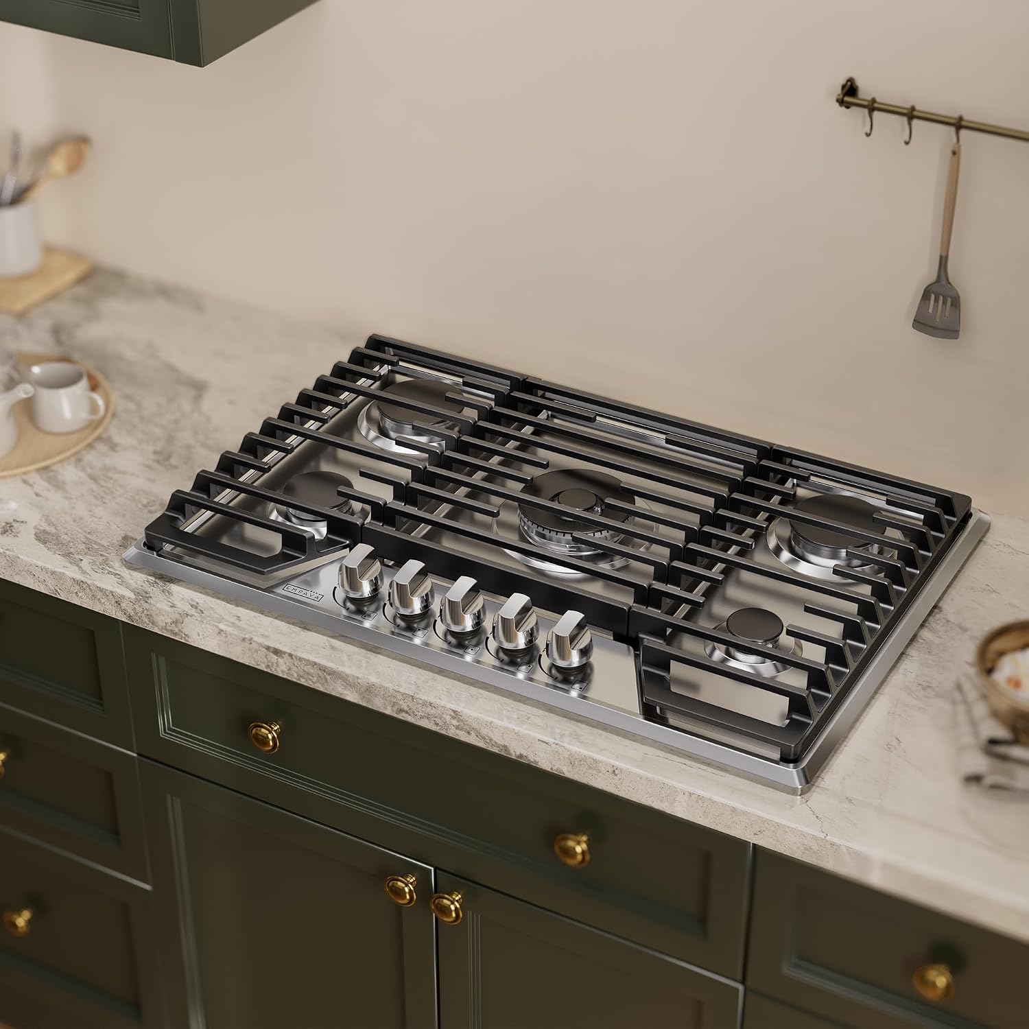 Empava 30-Inch Gas Cooktop, 5 SABAF Burners, NG LPG Stainless Steel Stove