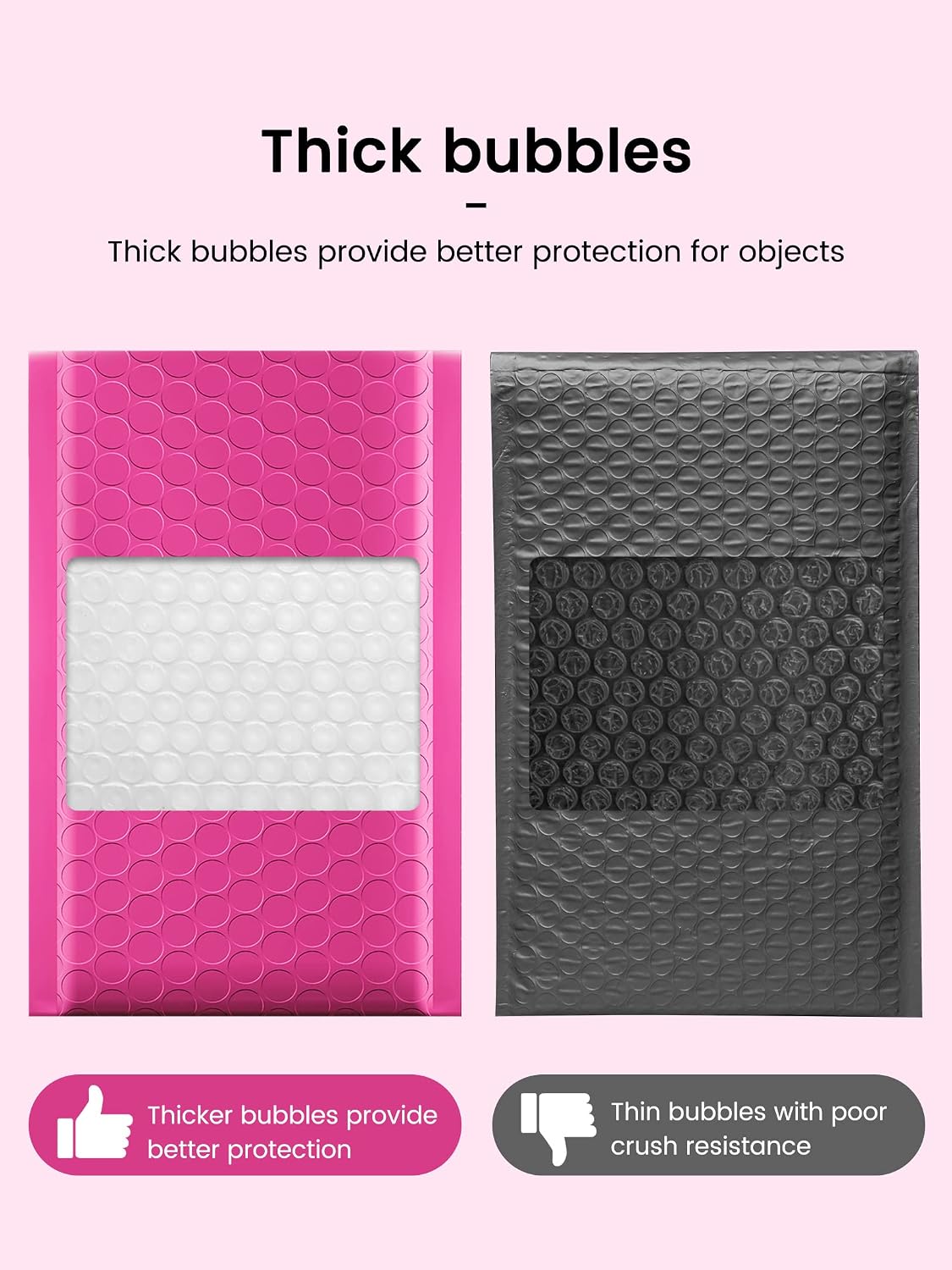 GSSSUSA Pink Bubble Mailers 4x8 Inch 50 Pack Small Padded Envelopes