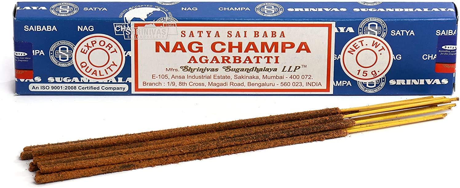 3 Packs Original Satya Sai Baba Nag Champa Incense Sticks Joss Insence - Insense 15g Box NagChampa Agarbatti (Golden Sandalwood)