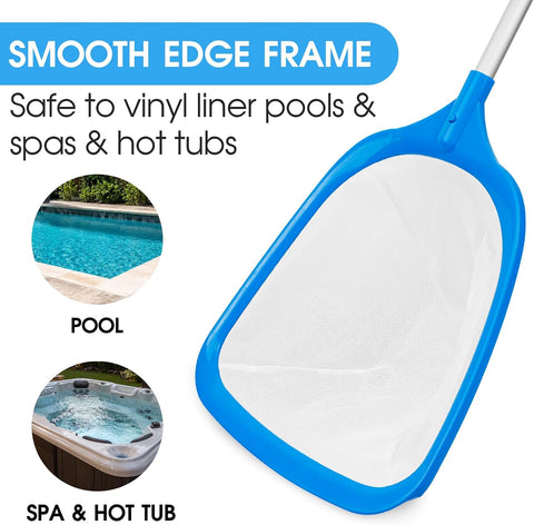 TidyMister Pool Skimmer Hot Tub Skimmer Spa Net with 12'' Aluminum Pole Ultra Fine Mesh Pool Net Accessories Leaf Skimmer for Small Pools Fine Debris