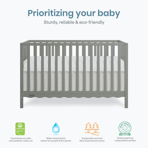 Dream On Me Synergy Wave 5-in-1 Convertible Full Size Baby Crib, Seagrass