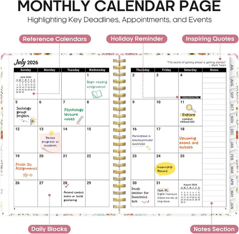Taja Planner 2026-2027, Jul 2026-Jun 2027 Monthly & Weekly Calendar Planner