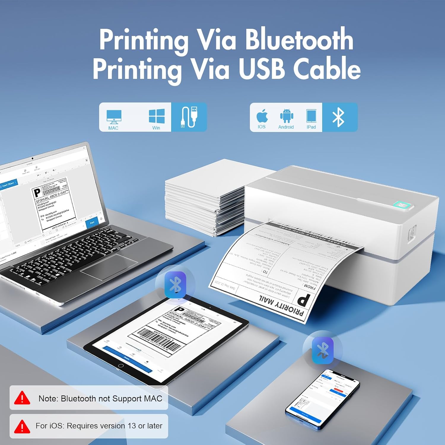 Thermal Shipping Label Printer 4x6 Bluetooth Label Maker for Small Business