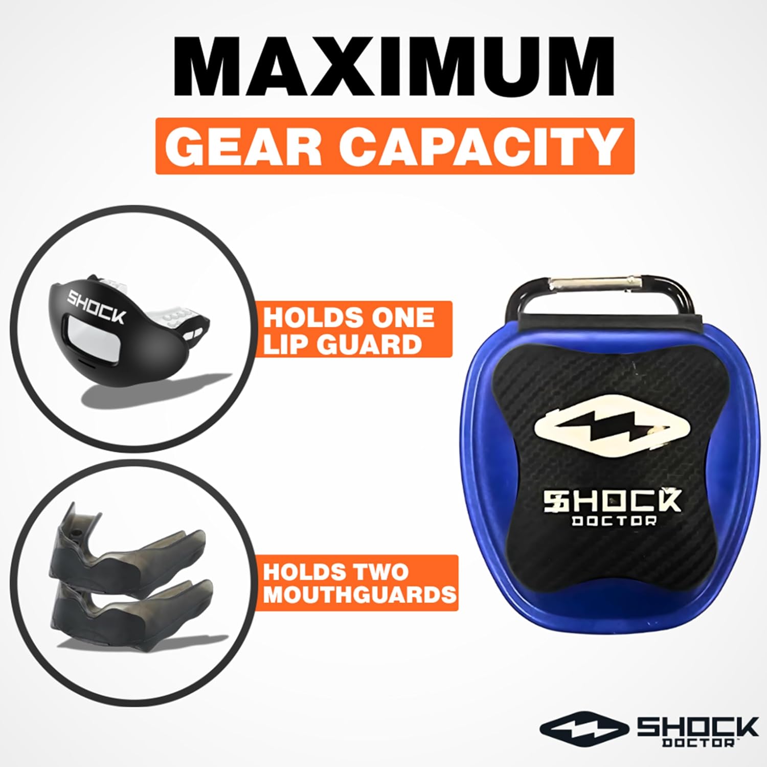 Shock Doctor Mouth Guard Case, Ventilated, Universal Storage for Mouthguard, Adult & Youth Sizes