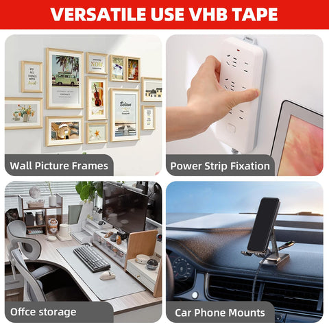 3M Double Sided Tape,1in X 9.85ft Heavy Duty Removable Mounting Tape