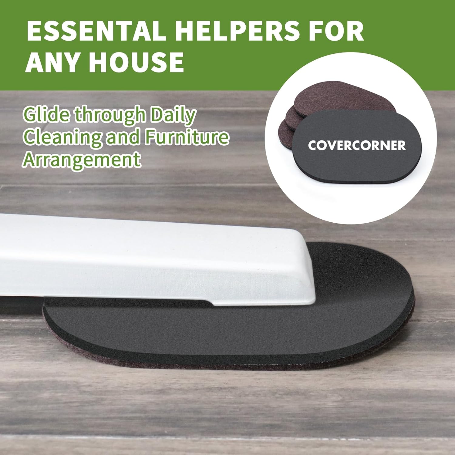 Felt Furniture Sliders for Hardwood Floors 4 PCS, 9 1/2" Brown