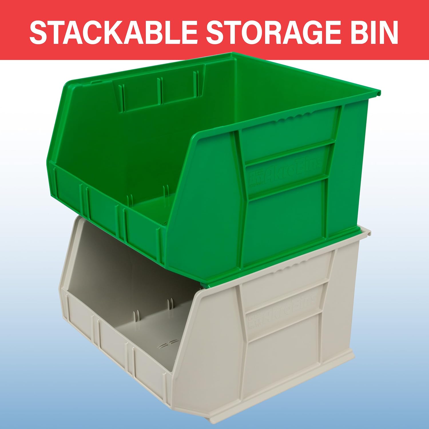 Akro-Mils 30270 AkroBins Plastic Storage Bins, 18"x16"x11", Blue, 3-Pack