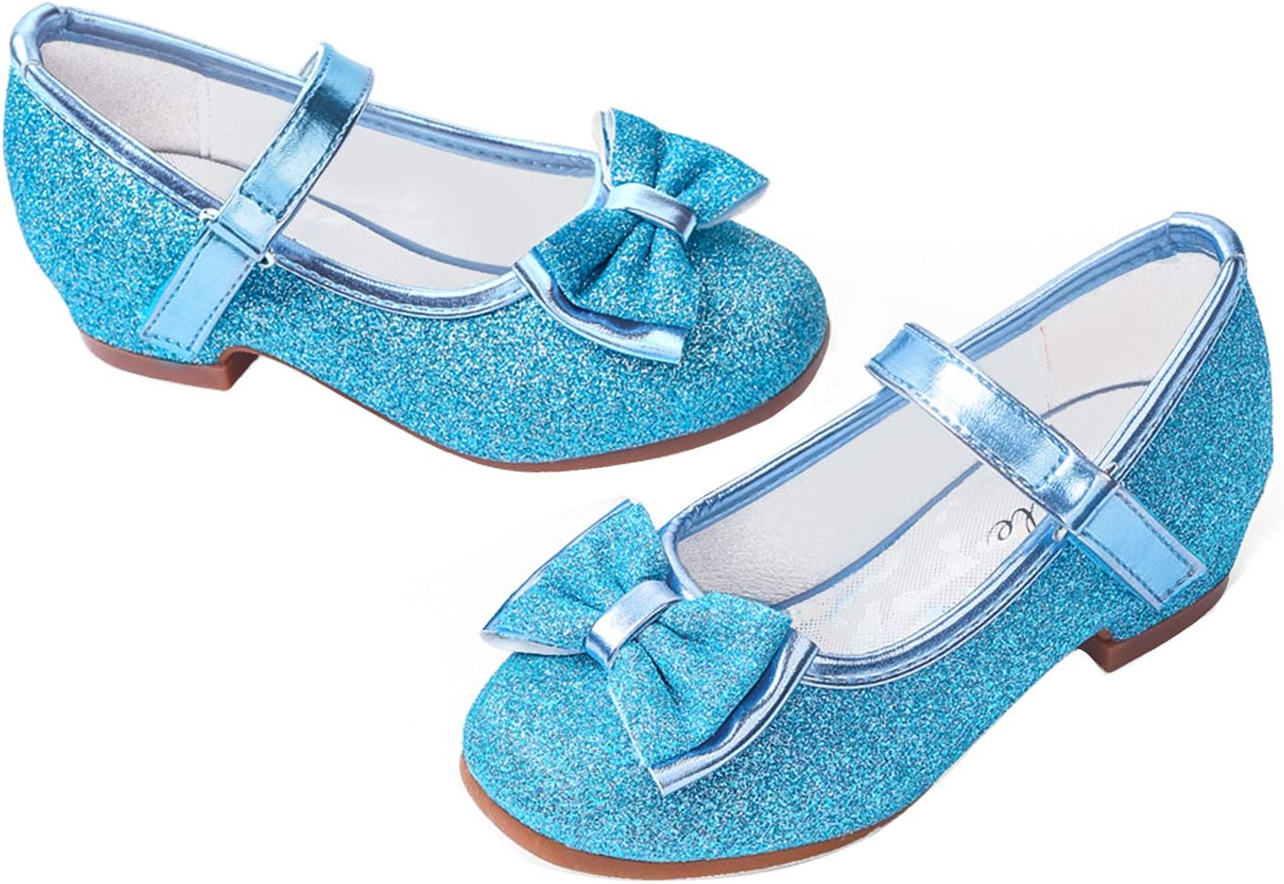 Stelle Girls Dress Shoes Glitter Princess Low Heels for Party Wedding Prom
