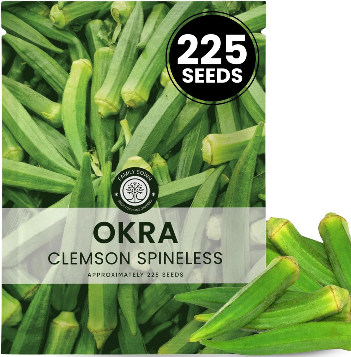 Okra Clemson Spineless – 225 Premium Seeds for Planting – High-Yield, Tender Heirloom Pods for the 2026 Season – 15 Gram Pouch